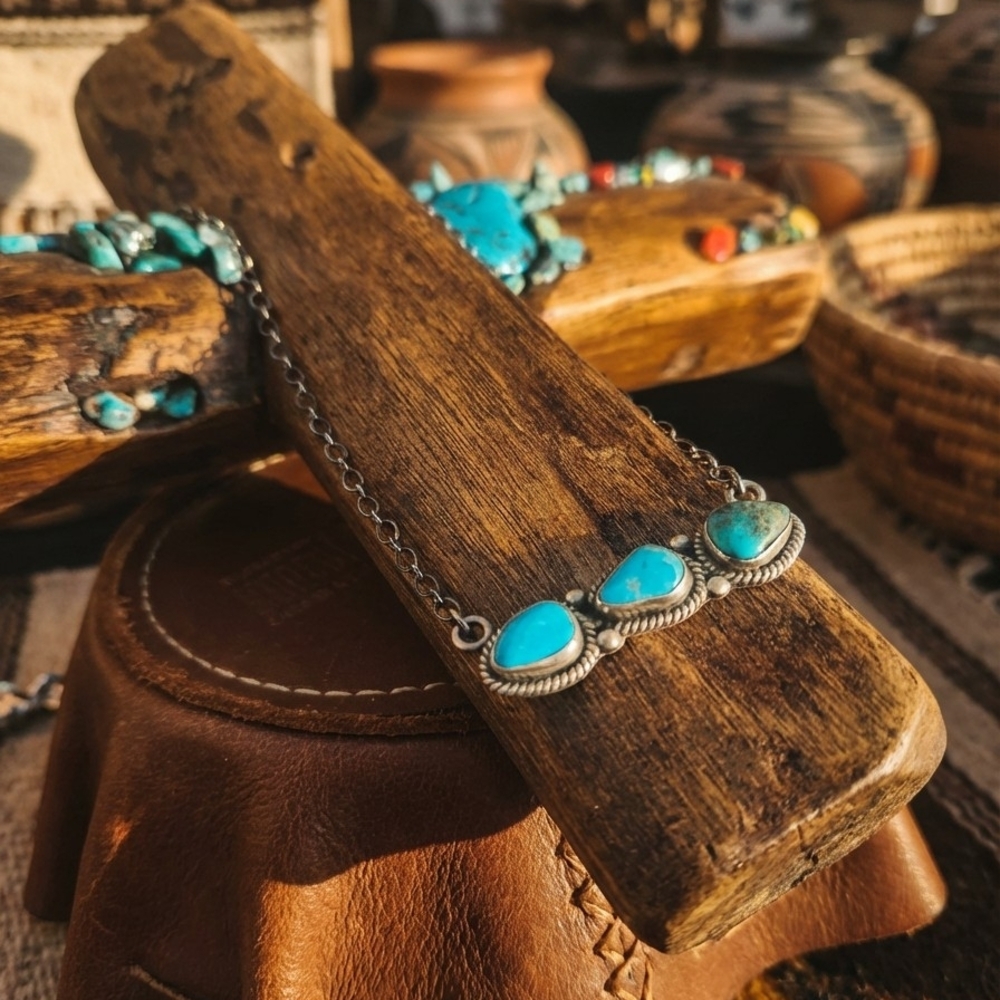NWT White Water Turquoise Sterling Silver Bar Necklace